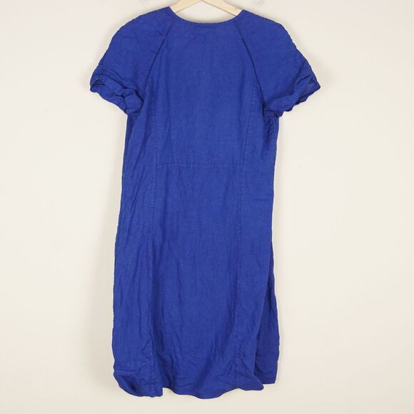 Zyga Lin'n 100% Linen Blue Pleated Detail Midi Dress Womens Sz EU 38 / US 6 - Picture 3 of 7